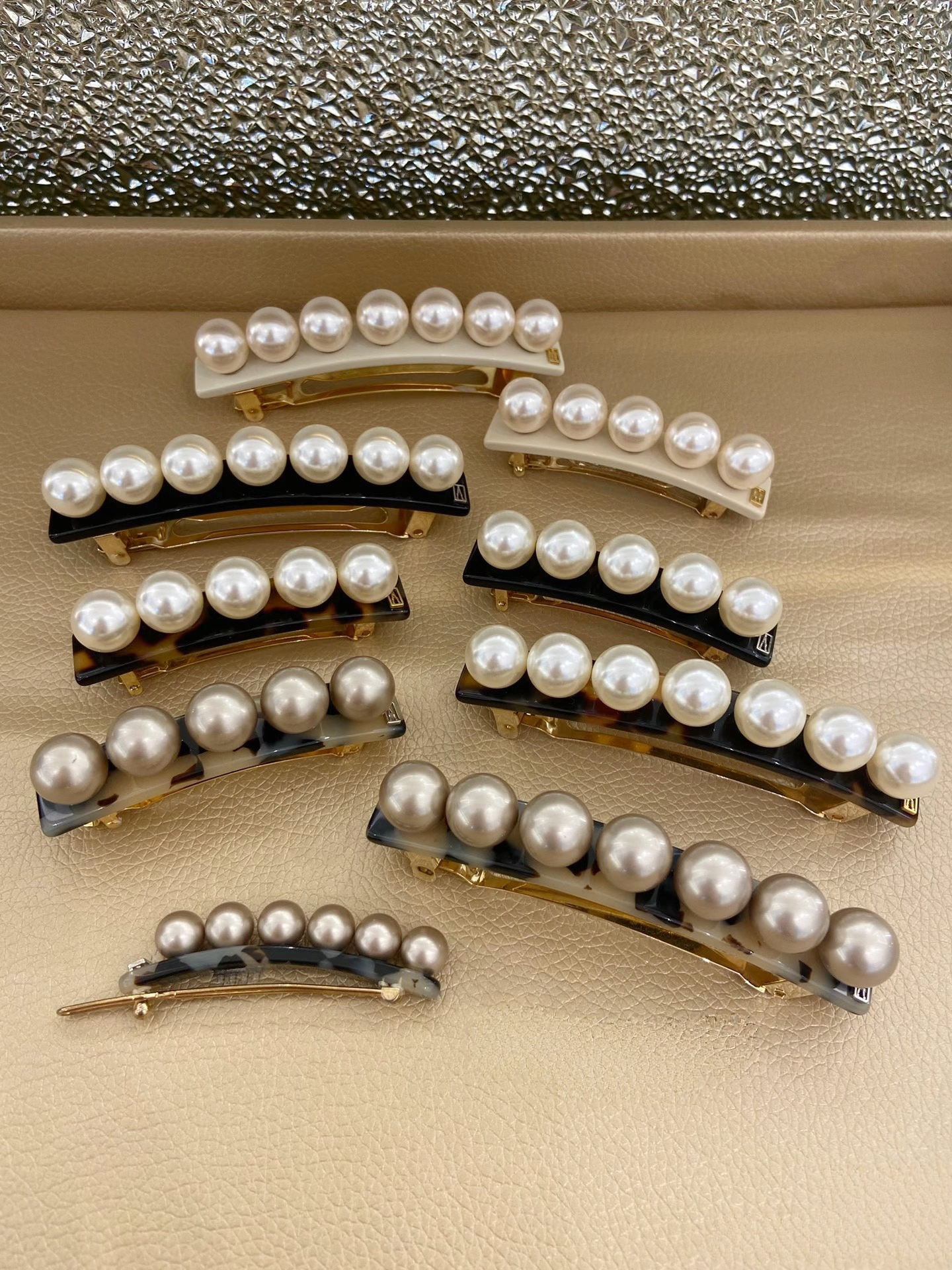 2026新款气质玉珠弹簧夹优雅经典雅致珍珠横夹马尾夹顶夹发夹发卡