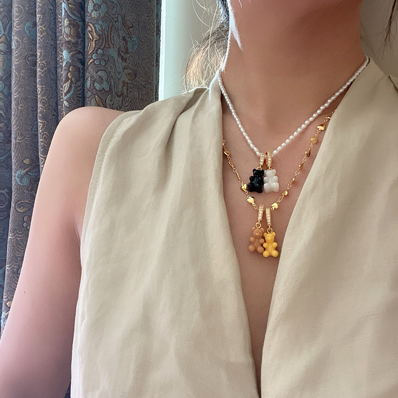 韩国东大门彩色小熊吊坠软糖爱心