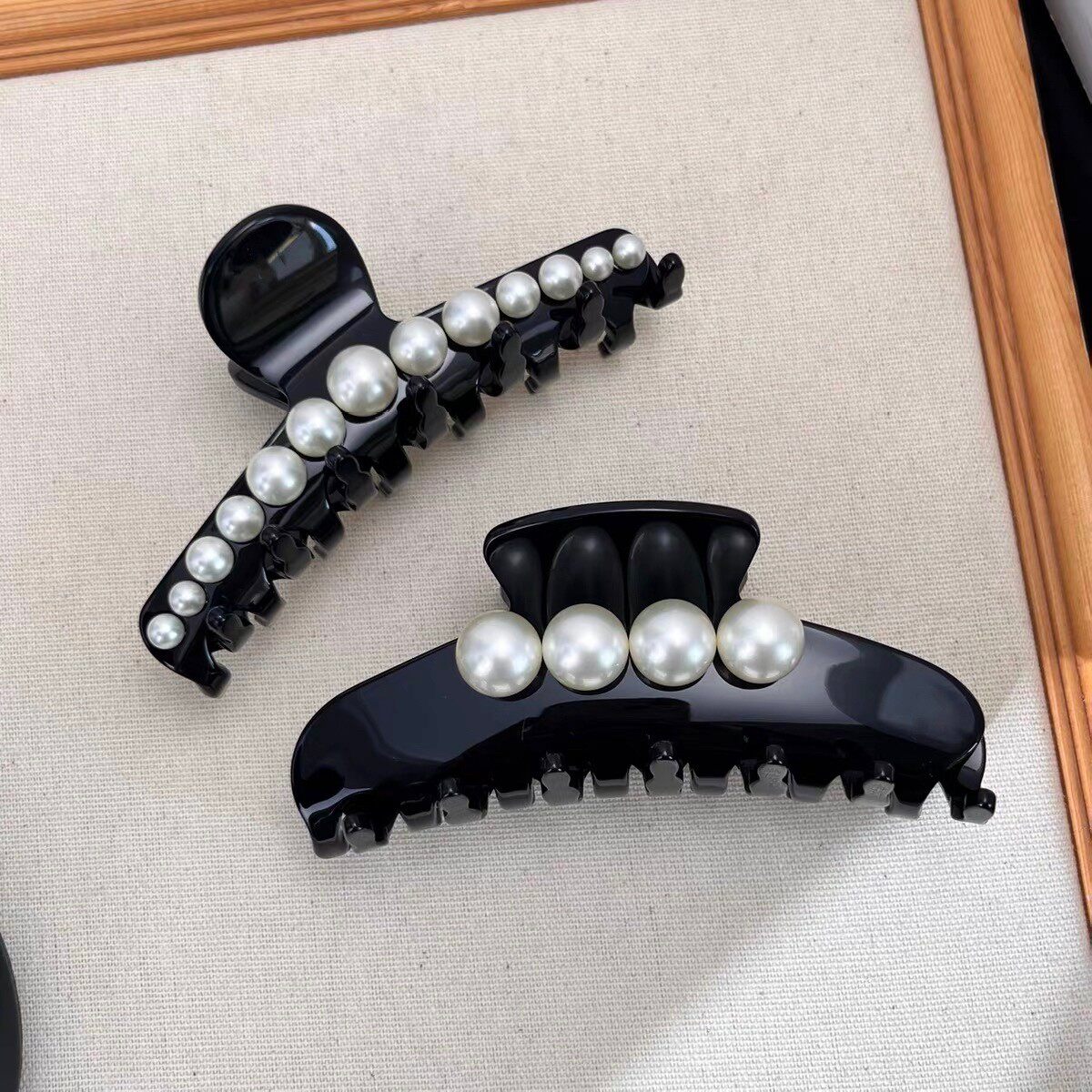 2025新款高品质抓夹女高级感轻奢醋酸后脑勺亚历珍珠鲨鱼夹后脑勺