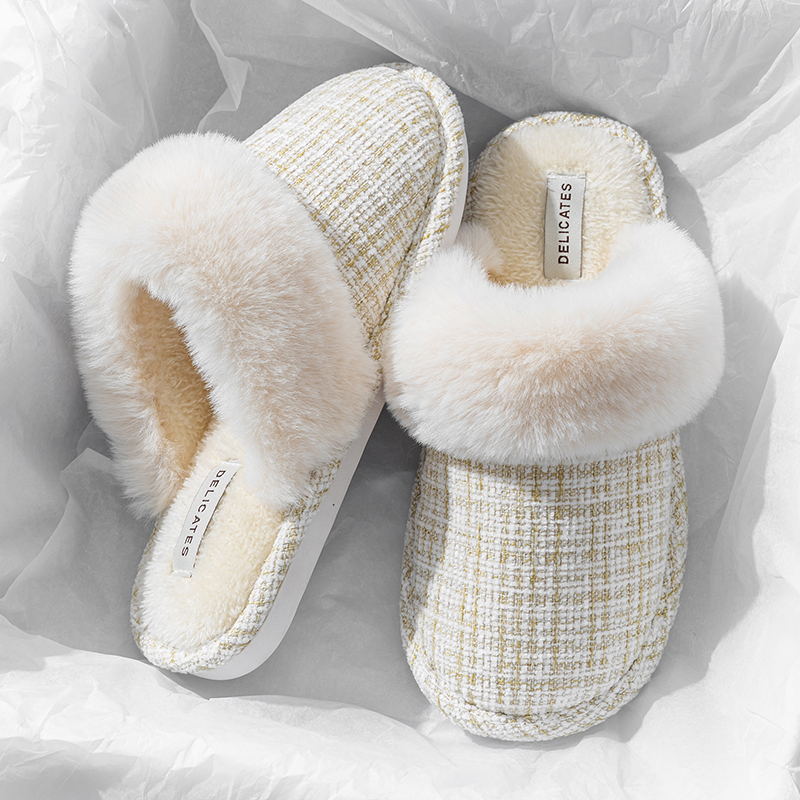 棉拖鞋女士秋冬季2025新款室内家居厚底毛毛绒家用月子情侣女冬天