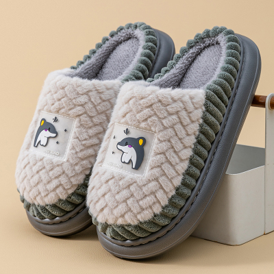 棉拖鞋男秋冬季2025新款室内家居保暖毛绒加厚底防滑情侣棉拖女士