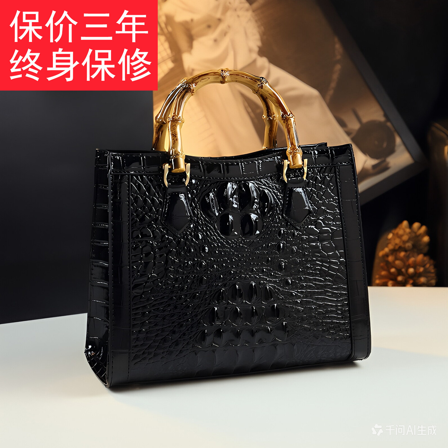 鳄鱼纹通勤真皮女包2026新款时尚百搭休闲气质大容量手提单肩斜挎