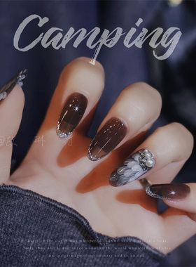 美甲新色光疗冰透甲油胶黑色打底半透浅黑蔻丹指甲胶秋冬美甲店