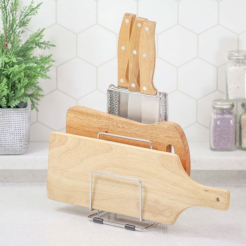 韩国直邮不锈钢刀板置物架放两个菜板刀座厨房收纳刀架砧板架