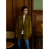 TOFOD 外套 极简高级麂皮西装 无花果 M1U同源长毛羊反绒皮衣