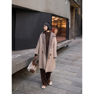 进口羊毛针织连帽ROW双面呢大衣 baby羊绒 TOFOD 意大利AB面工艺