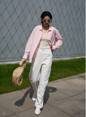 TOFOD 抗皱轻柔四面弹 日本进口纱白色休闲裤萝卜裤香蕉裤