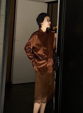 TOFOD 女主编  6A重磅真丝弹力缎 Clean Fit古巴领长袖衬衫