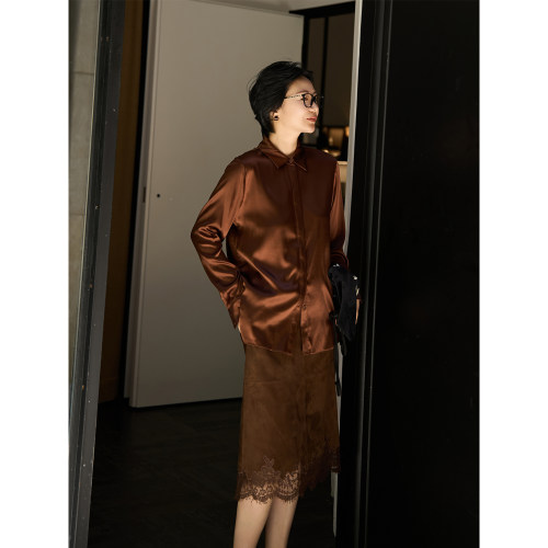 TOFOD 女主编  6A重磅真丝弹力缎 Clean Fit古巴领长袖衬衫