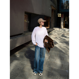 纯棉打底衫 TOFOD 长袖 新款 黑白色宽松内搭圆领上衣 Row有机棉T恤