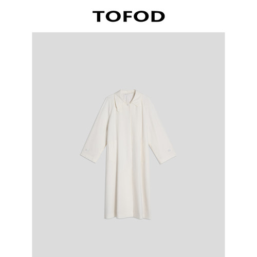 TOFOD 时代广场 ROW风老钱精纺羊毛极简风长款风衣外套