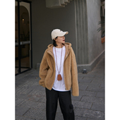 P同 源 TOFOD 羊绒拉贡 laDoma厂牌皮毛一体连帽休闲皮草外套