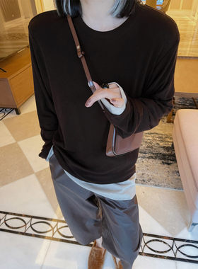 TOFOD 面膜T 意大利纱防缩机洗宽松天丝打底衫长袖女士T恤