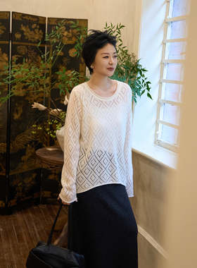 TOFOD 美羊羊 高迪作品启发 法式镂空针织上衣丝羊绒毛衣打底
