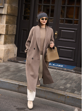 TOFOD ROW加厚小山羊绒大衣老钱风宽松双面呢长款外套