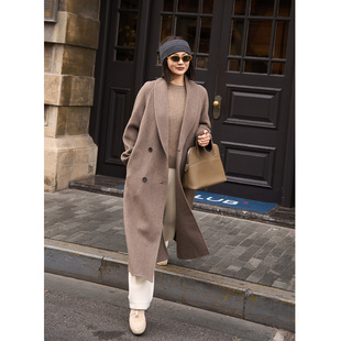 TOFOD ROW加厚小山羊绒大衣老钱风宽松双面呢长款外套