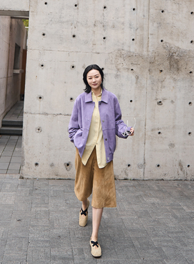 TOFOD 头牌秀场 土耳其A级羊反绒老钱松驰感宽松廓形皮衣夹克外套