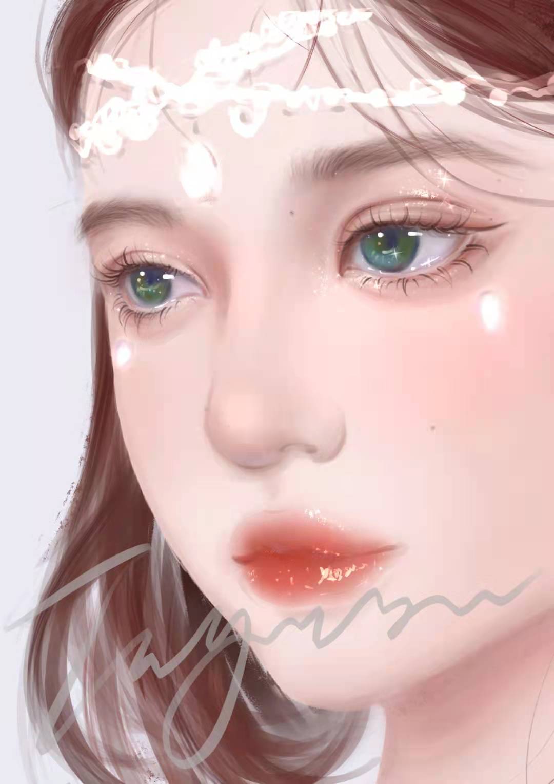 akihi唯美厚涂精灵真人照片转手绘头像定制原创定做送