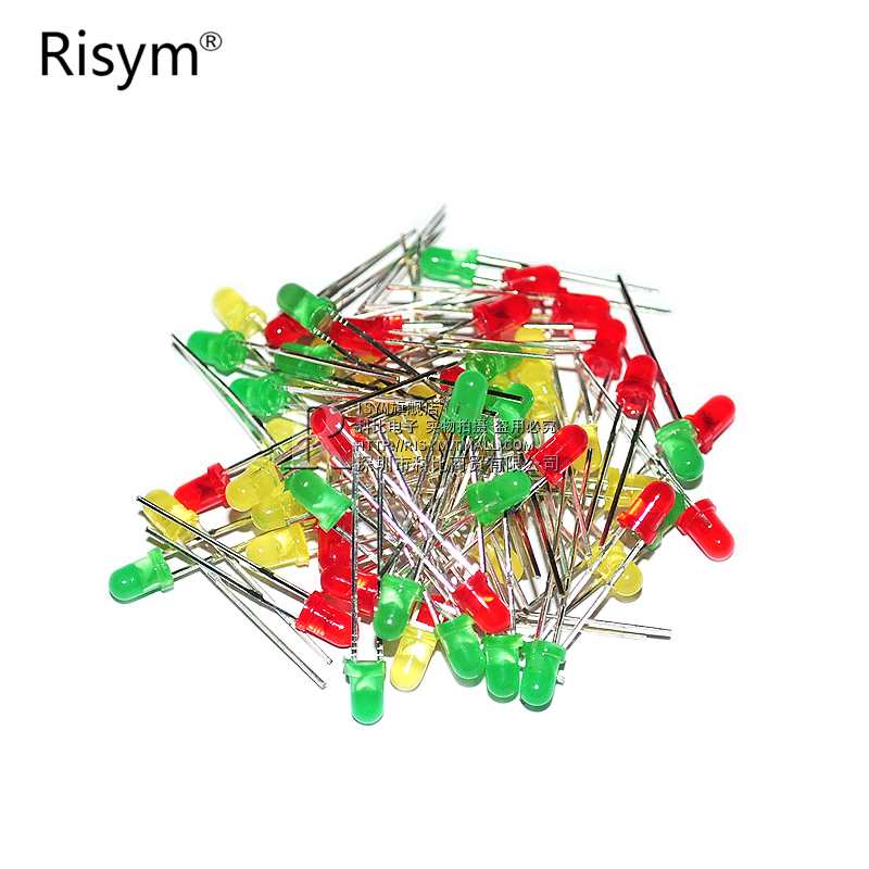 ?RisymÔª¼þ°ü3mm LED·¢¹â¶þ¼«¹Ü°üµÆÖé ºìÂÌ»Æ ¸÷20Ö» ¹²60Ö»/°ü