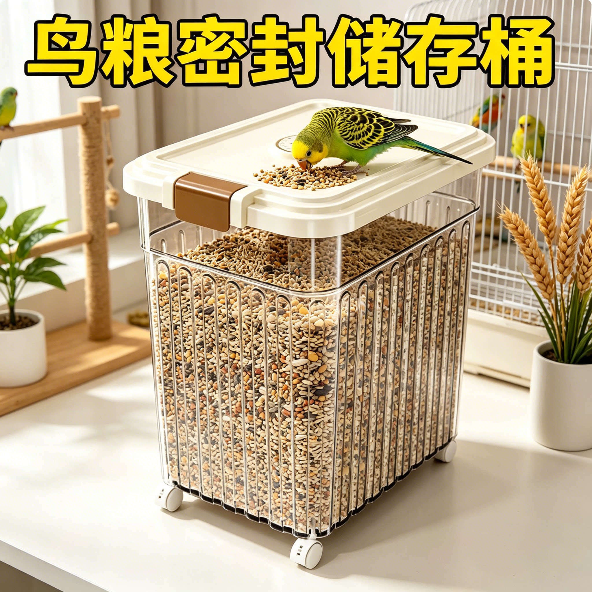 鹦鹉鸟粮专用储存桶装米桶密封箱防虫防潮面粉储存罐宠物存储收纳图片