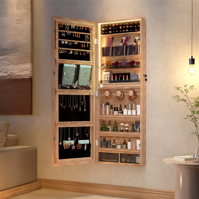 壁挂式全身镜收纳化妆柜试衣镜卧室无框多功能大面镜家用落地镜子