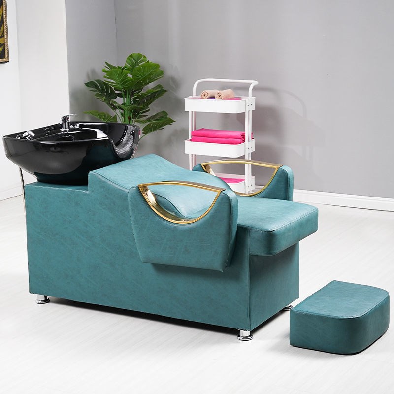 理发店半躺式洗头床美发店剪发冲水床发廊洗头躺椅按摩头疗床