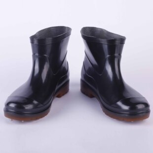 塑胶雨鞋 男劳保短高筒纯色透气男士 防滑耐磨水鞋 厂家2019新款