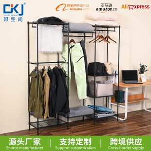 置地式多功能三列衣橱架落地卧室衣柜服装店挂衣架服装收纳架