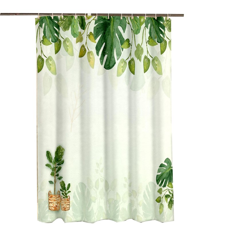 厂家现货窗帘加厚隔水防潮浴室浴帘免打孔酒店卫生间数码