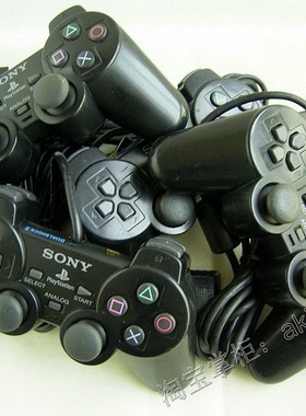 PS2游戏机 原装震动手柄 黑色二手按键良好 手感舒适 正品A柄