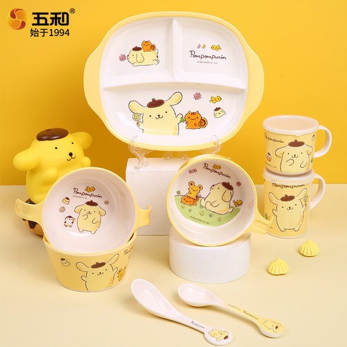五和布丁狗密胺餐具三丽鸥正版授权防烫卡通儿童碗勺子分格盘水杯