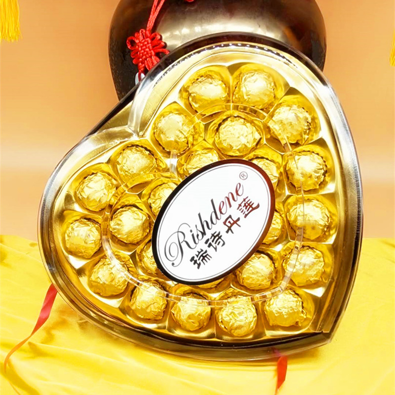 心形金沙夹心巧克力礼盒装休闲食品七夕情人节礼物送女友生日礼物
