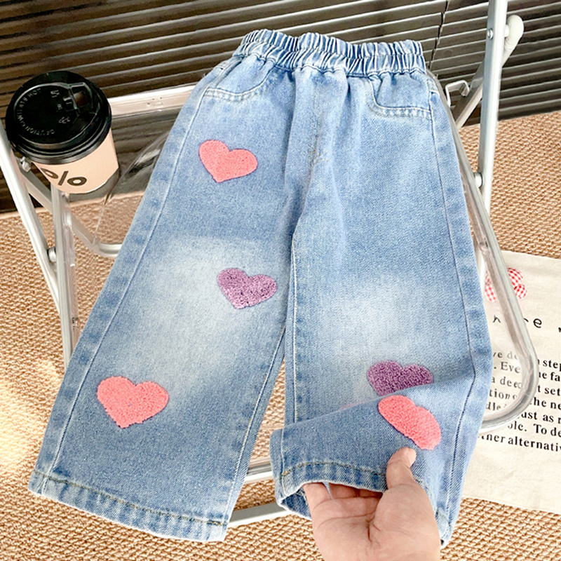 女童牛仔裤直筒百搭阔腿长裤子宽松水洗软牛仔春秋季新款女宝宝