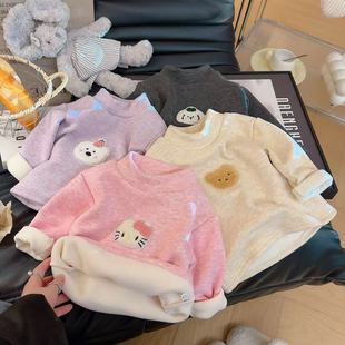 儿童卫衣打底加绒加厚保暖打底衫秋冬季内搭长袖T恤女童保暖上衣