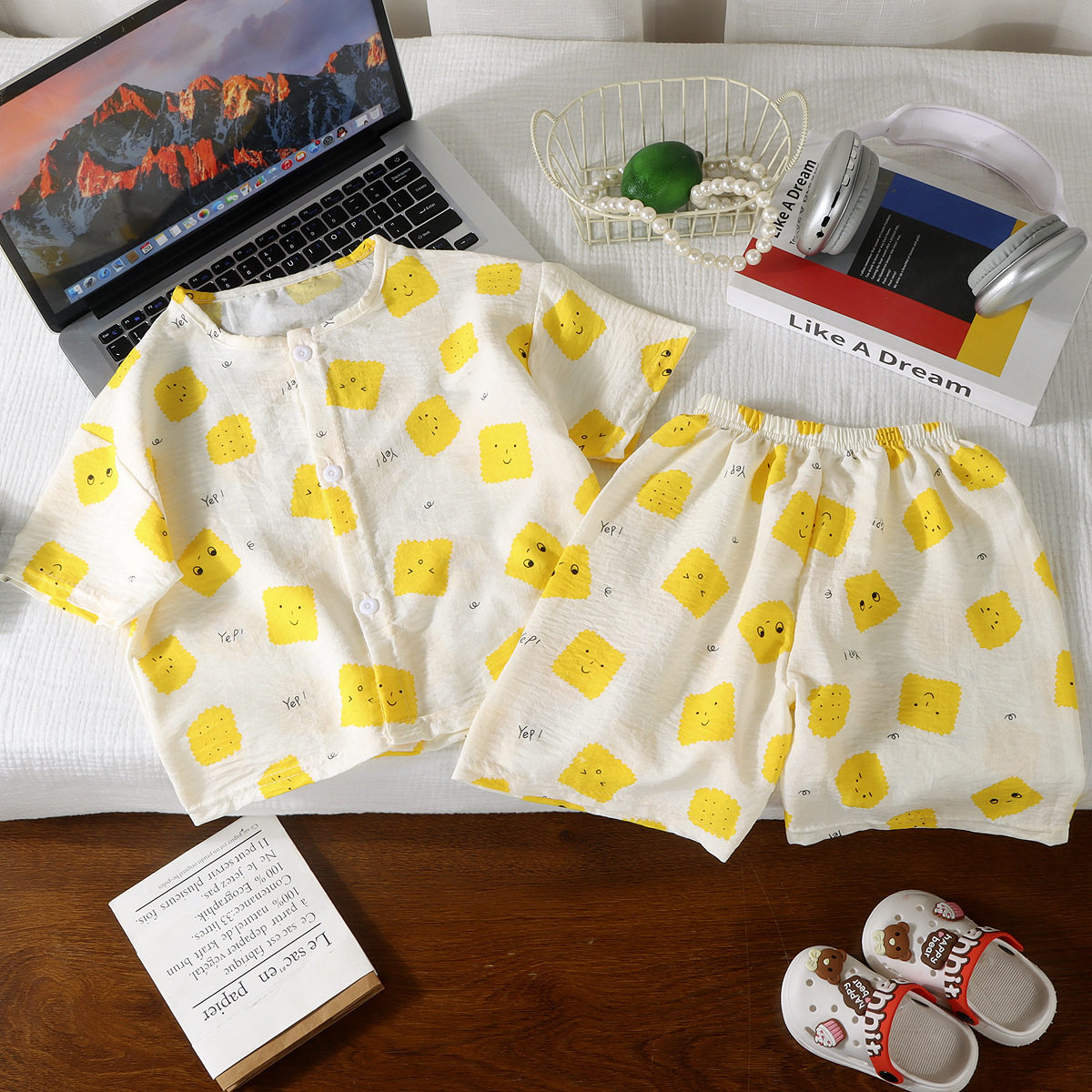 儿童短袖短裤套装男女童夏季开衫短裤宝宝卡通两件套家居服夏装