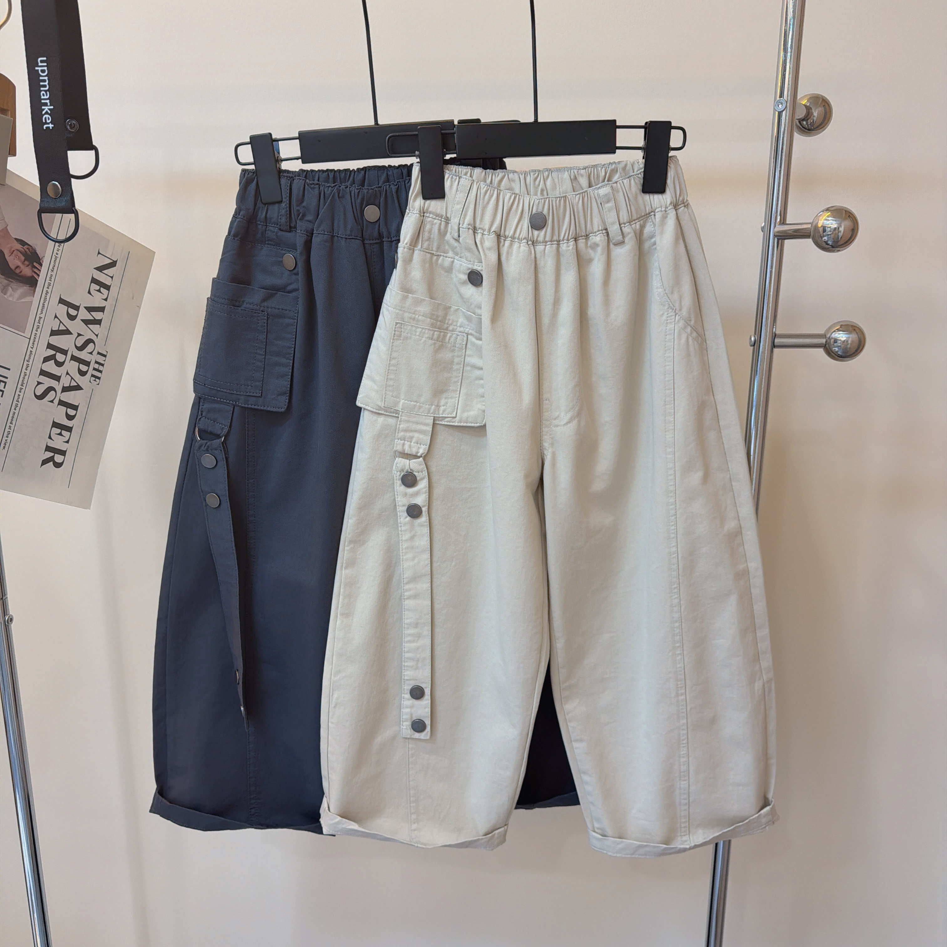 儿童休闲长裤纯棉工装裤宽松阔腿裤潮流时尚款男童女童工装弯刀裤