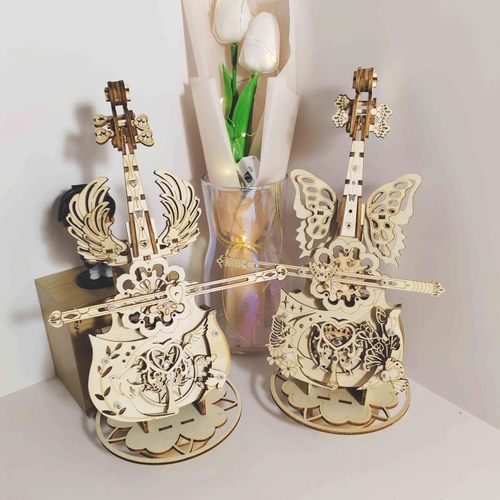 送礼物秘境大提琴八音盒DIY木质