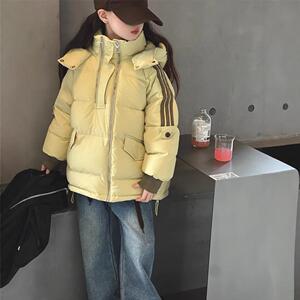 女童冬季羽绒服2024冬季新款宽松百搭休闲韩版织带双拉链绒羽绒服