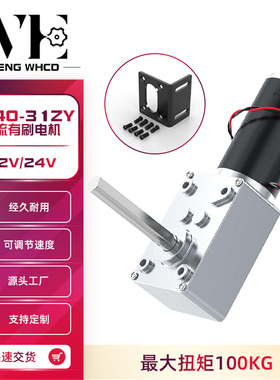 5840-31ZY长轴蜗轮蜗杆微型马达大扭力直角调速正反转减速电机12V