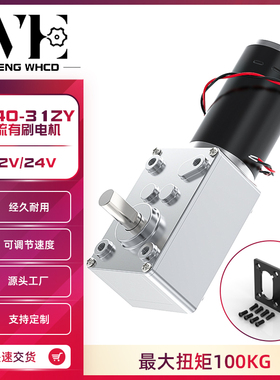 5840-31ZY蜗轮蜗杆微型马达大扭力直角调速正反转减速电机12V 24V