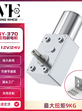 威恒JGY370大扭矩慢速马达轮涡轮蜗杆24v直流减速电机12V低速电机