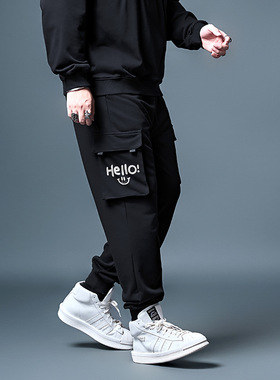 专柜73740-哈罗笑脸发泡P112K-黑-325工装长裤潮牌显瘦男生休闲裤