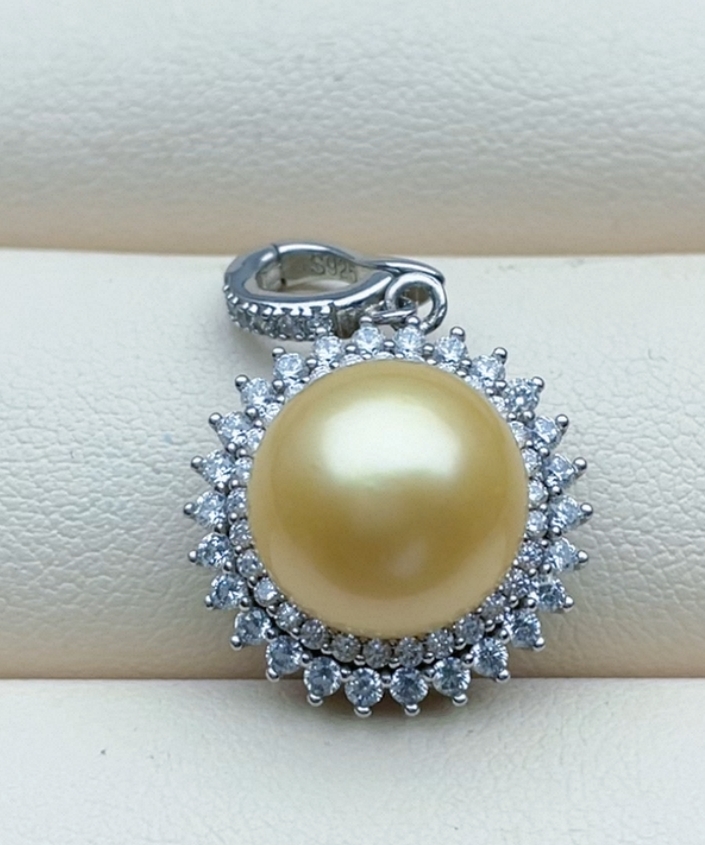 12.3mm海水南洋金珠万能扣吊坠新货炸福利