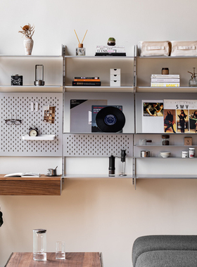 无即所有不锈钢置物架上墙书架客厅卧室金属衣帽架洞洞板收纳杯架