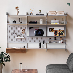 无即所有不锈钢置物架上墙书架客厅卧室金属衣帽架洞洞板收纳杯架