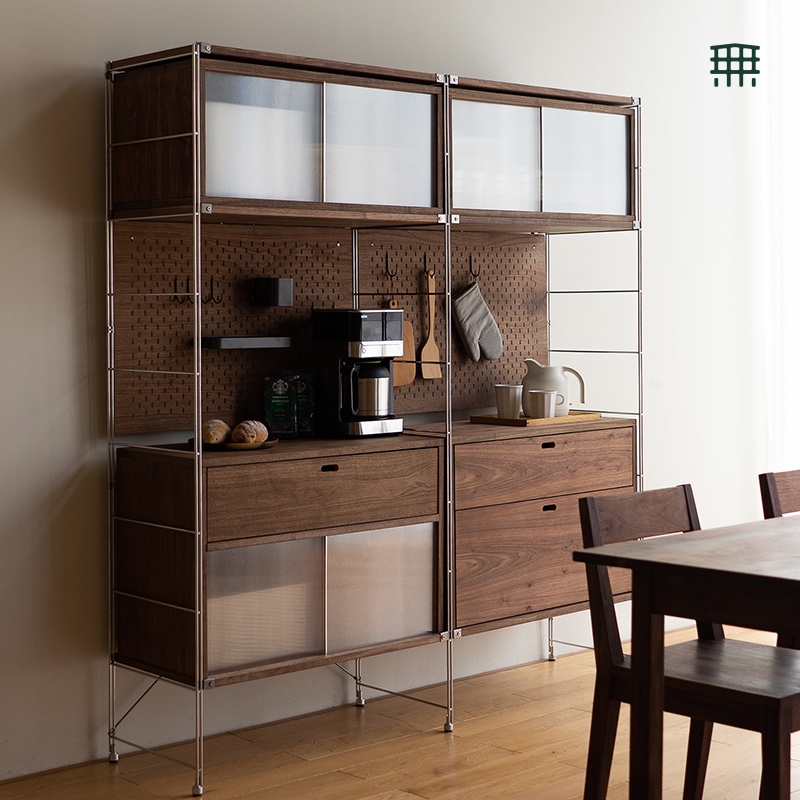 304不锈钢餐边柜，木与钢的结合