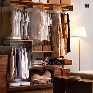 挂衣柜 无即所有铝架衣帽架系统落地卧室金属置物架收纳实木开放式