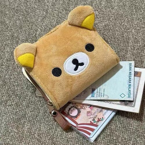 小红书同款轻松熊零钱包立体化妆包高颜值随身便携卡包毛绒收纳包