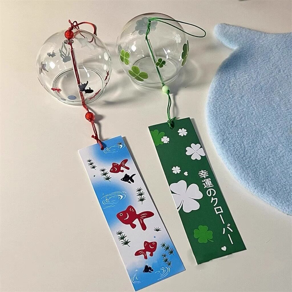 古早昭和风日系风铃幸运四叶草挂件可爱小金鱼挂饰高颜值房间装饰