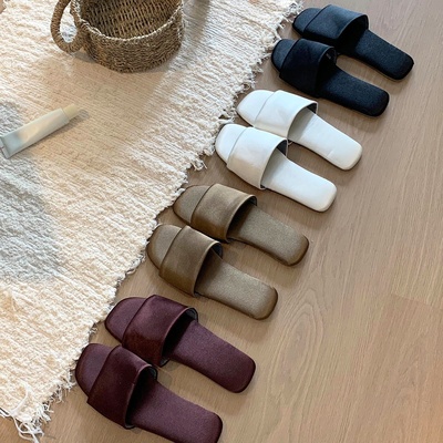 法式缎面拖鞋居家拖鞋高级感室内家用四季防滑木地板静音春夏轻便